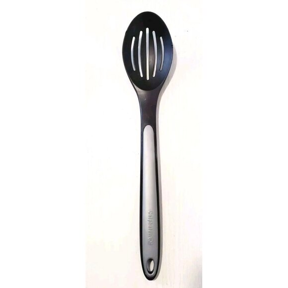 Calphalon Nylon Spoon Slotted Solid Black Gray Silicone - Picture 1 of 5